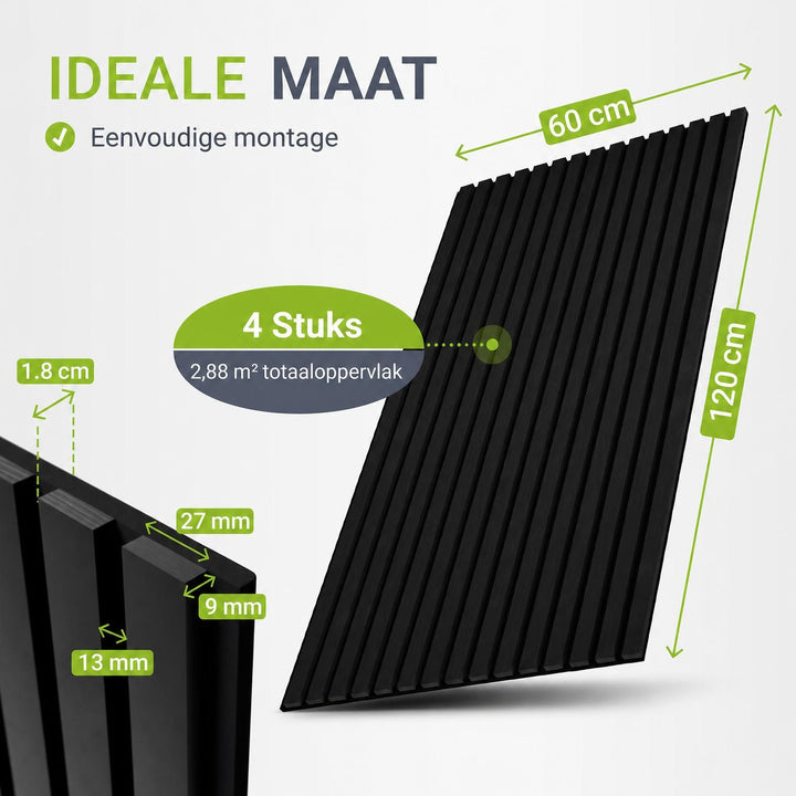 Akoestische wandpanelen houtlook set van 4