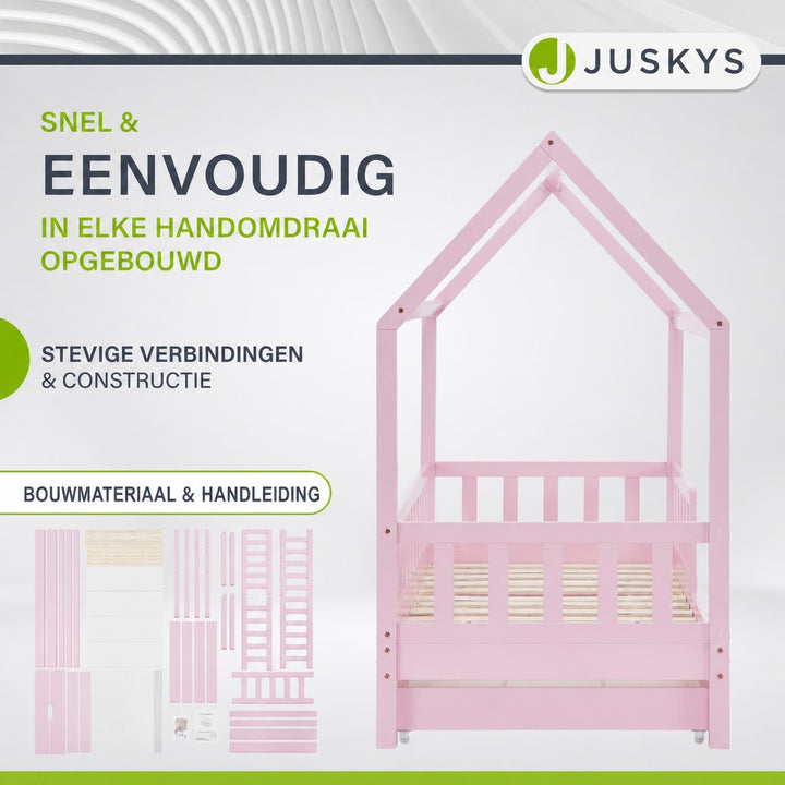 Kinderbed Marli 80x160 cm met bedlade – huisbed, wit
