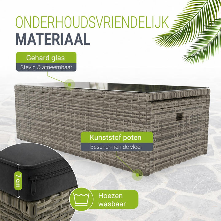 Wicker loungeset Salou – 6 personen, incl. kussens en tafel