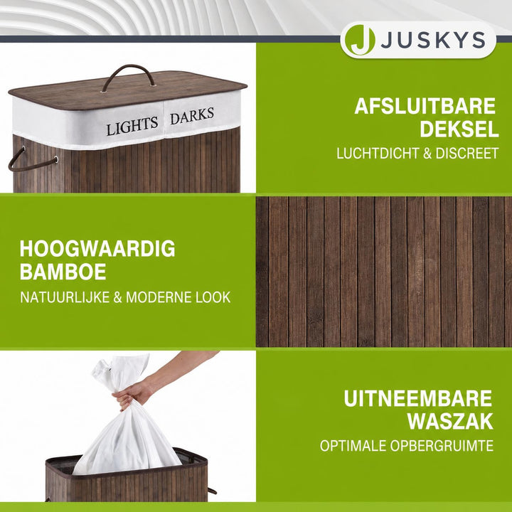 Bamboe wasmand Curly – 72 liter, met deksel en waszak