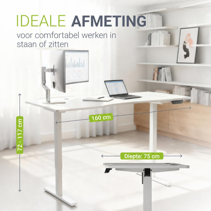 Bureau Office Stand 120x60 cm – elektrisch in hoogte verstelbaar