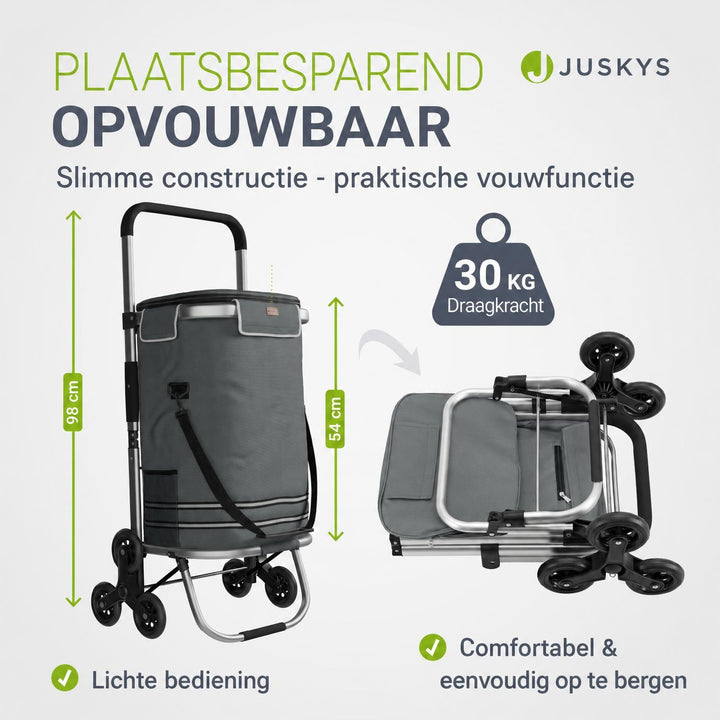 Boodschappentrolley met trapwielen – 56 liter, tot 30 kg