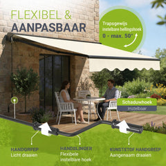 Knikarmscherm met zwengel – 250x200 tot 400x300 cm