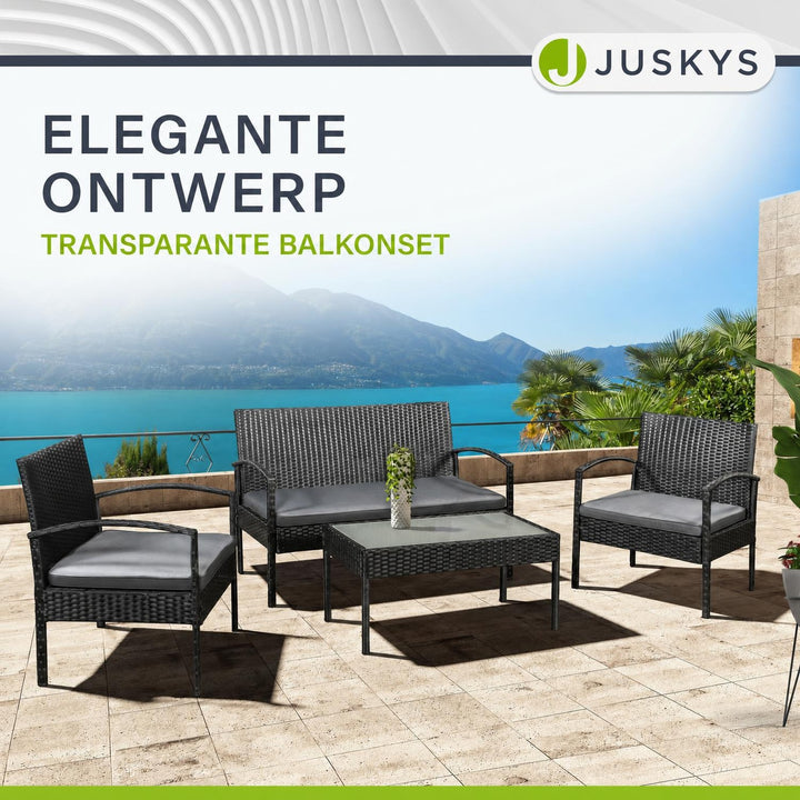 Wicker tuinset Trinidad – 4 personen, bank, 2 fauteuils en tafel