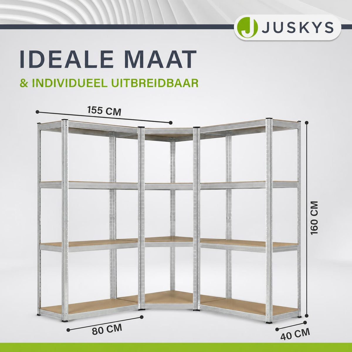 Metalen stellingkast set van 3 – Corner & 2x Easy, MDF-planken
