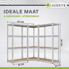 Metalen stellingkast set van 3 – Corner & 2x Easy, MDF-planken