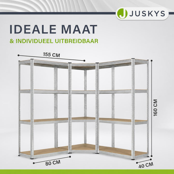 Metalen stellingkast set van 3 – Corner & 2x Easy, MDF-planken
