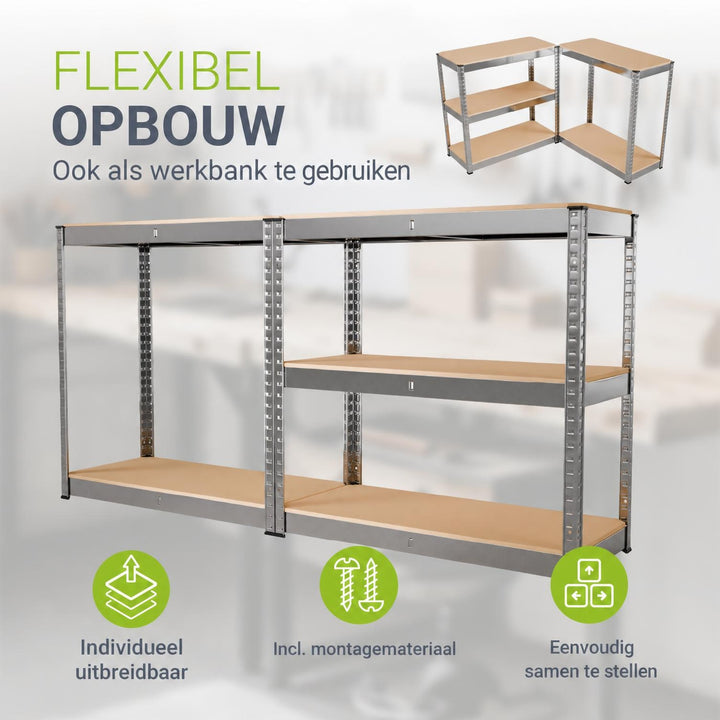 Metalen stellingkast Basic 180x90x40 cm – set van 2 tot 8