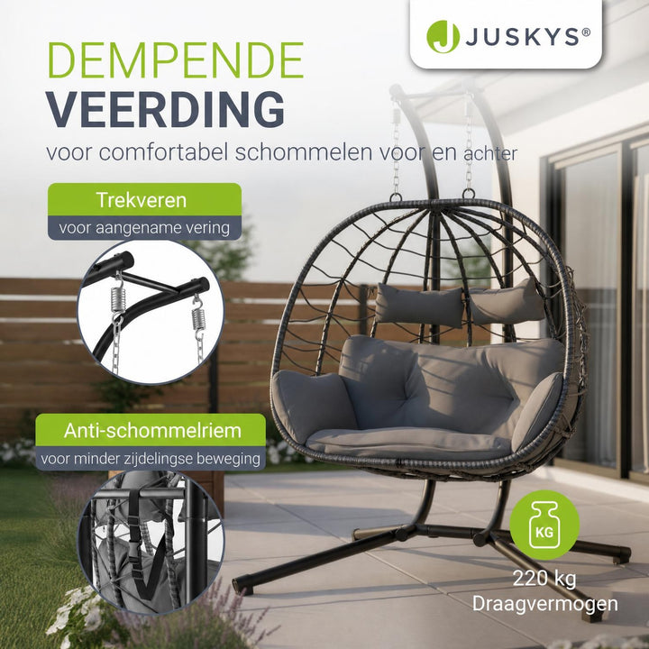 Dubbele hangstoel Aria van wicker – incl. standaard, 2 personen