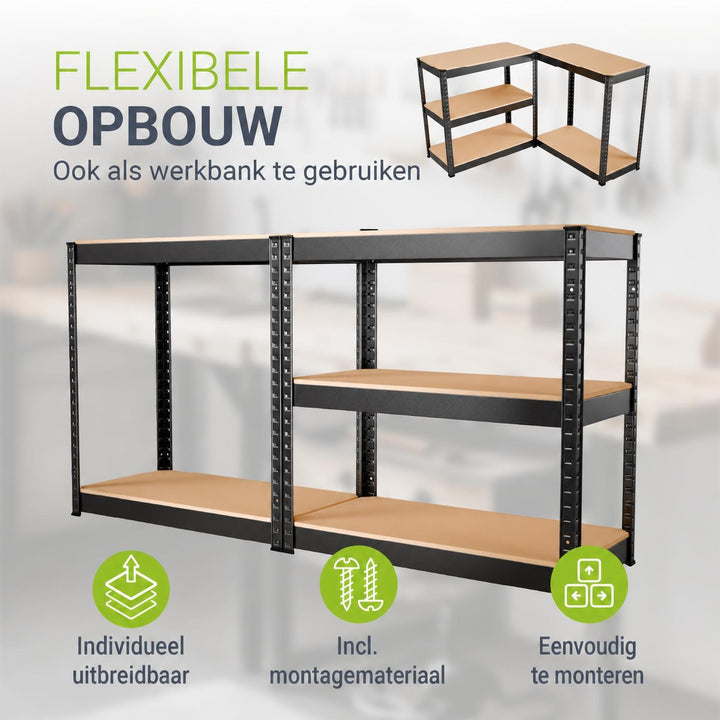 Metalen stellingkast Easy set van 2 – 160x80x40 cm, 8 planken