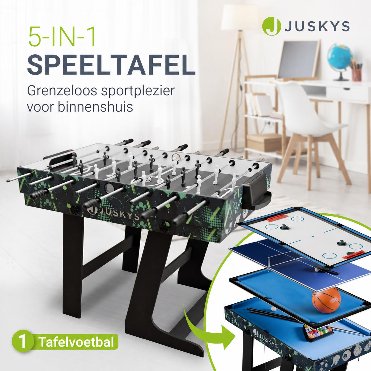 Speeltafel Ballzauber 5-in-1 – biljart, tafeltennis en meer