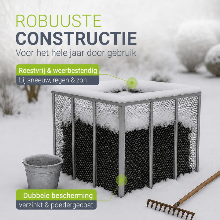 Metalen compostbak – 450 of 800 liter, voor tuin- en keukenafval