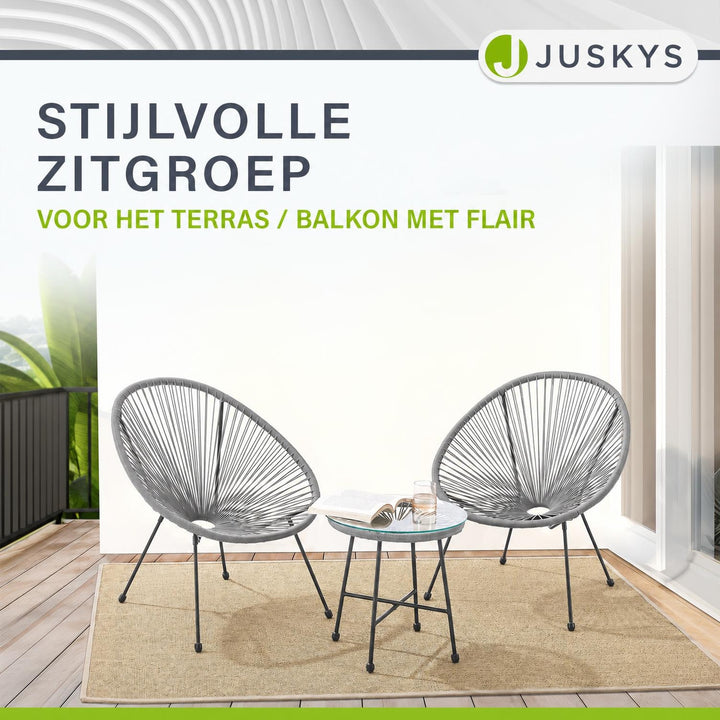 Balkonset Ostana – 3-delig, tafel en 2 loungestoelen