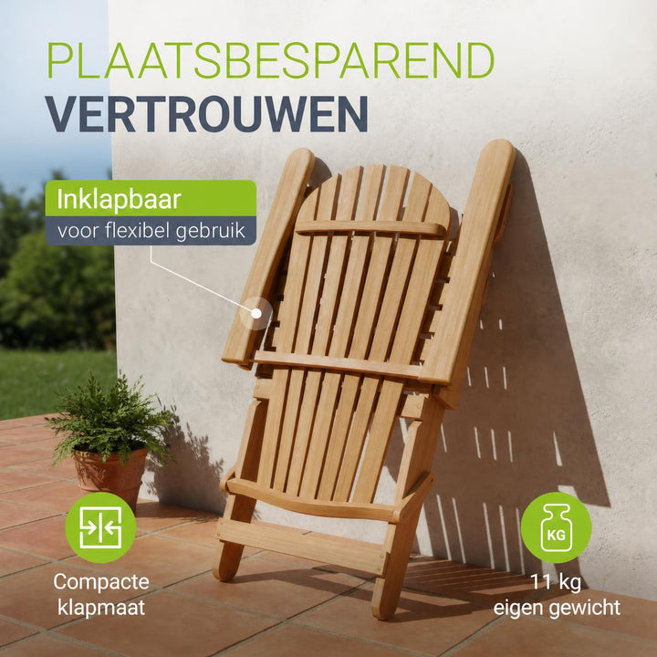 Ligstoel Korfu – inklapbaar acaciahout, 85x69x94 cm