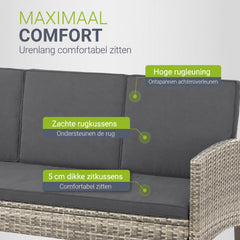 Wicker tuinset Turin – 6-delig voor 7 personen, incl. kussens