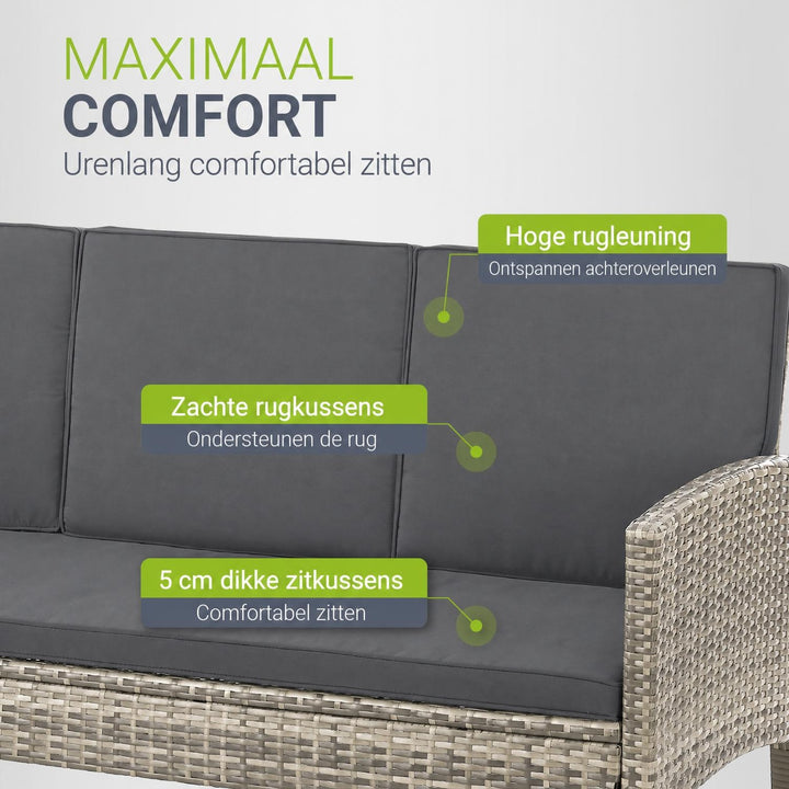 Wicker tuinset Turin – 6-delig voor 7 personen, incl. kussens