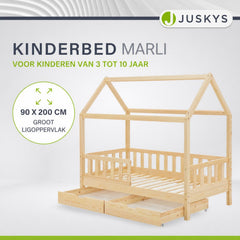 Kinderbed Marli 90x200 cm met bedlade – huisbed, wit