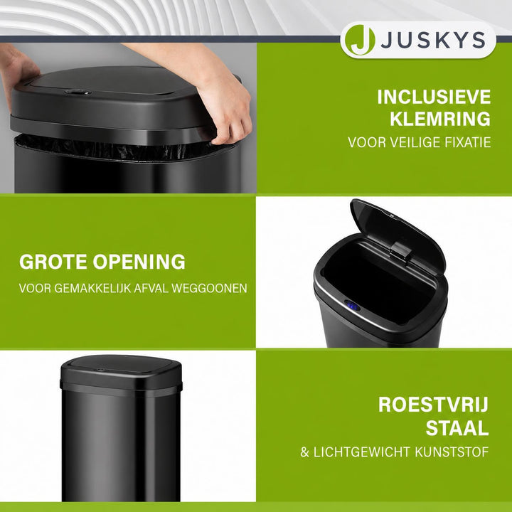 Sensor prullenbak 50 liter – rechthoekig, automatisch deksel