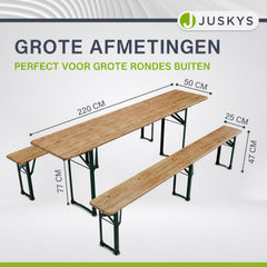 Biertafelset Passau 220 cm – hout, voor 6 tot 8 personen