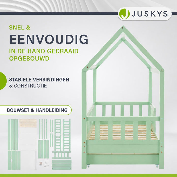 Kinderbed Marli 80x160 cm met bedlade – huisbed, wit