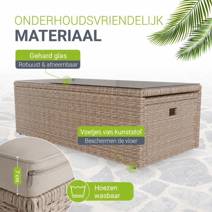 Wicker loungeset Salou – 6 personen, incl. kussens en tafel