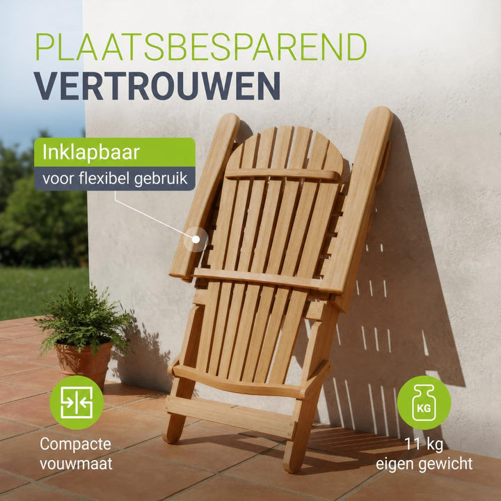 Ligstoel Korfu – inklapbaar acaciahout, 85x69x94 cm