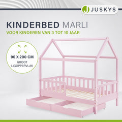 Kinderbed Marli 90x200 cm met bedlade – huisbed, wit