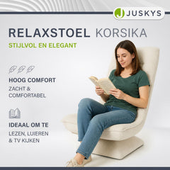 Relaxfauteuil Korsika van ribstof – 360° draaibaar, beige