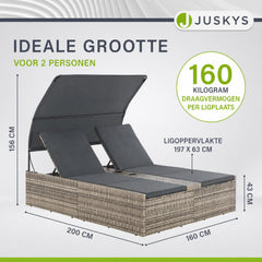Dubbel ligbed Syros van wicker – 2 personen, met zonnedak