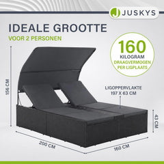 Dubbel ligbed Syros van wicker – 2 personen, met zonnedak