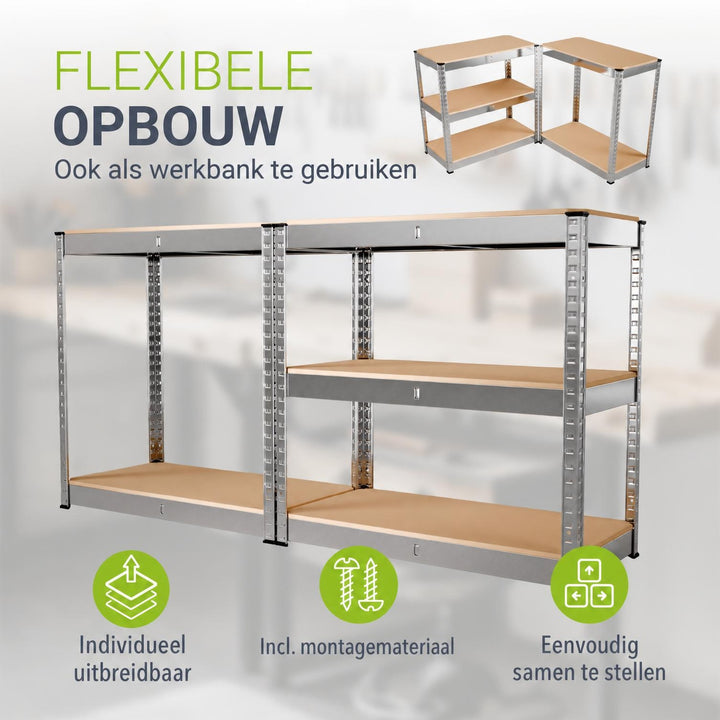 Metalen stellingkast Easy set van 2 – 160x80x40 cm, 8 planken