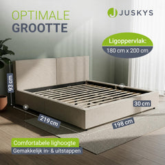 Gestoffeerd bed Salerno 180x200 cm – ribstof, beige