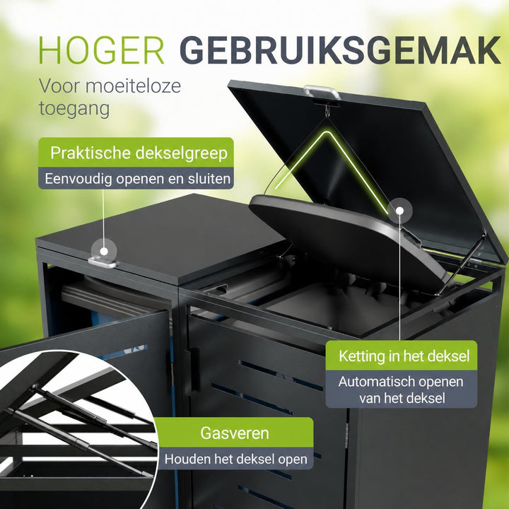 Metalen containerombouw Arel – voor 2 containers, afsluitbaar