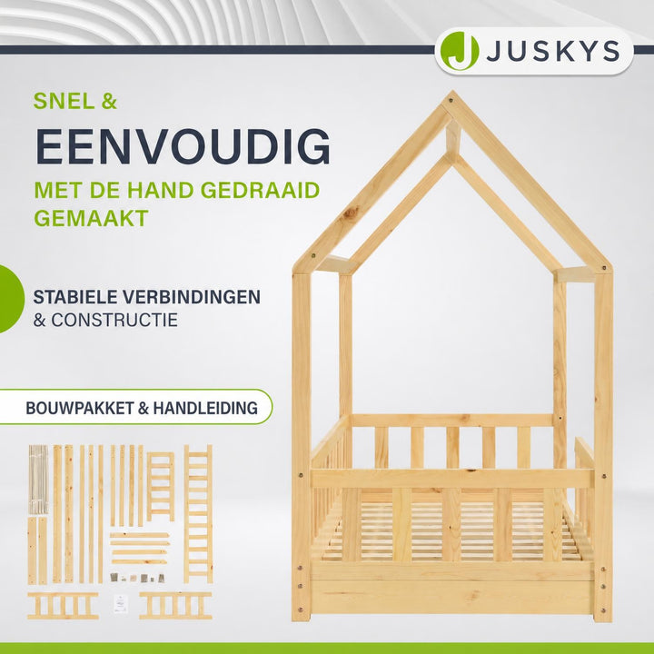 Kinderbed Marli 80x160 cm – huisbed met uitvalbeveiliging