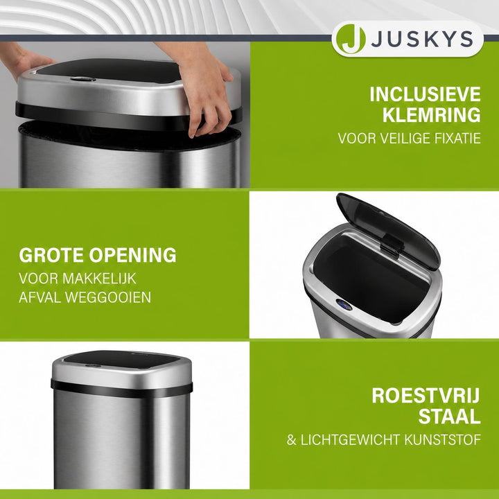 Sensor prullenbak 50 liter – rechthoekig, automatisch deksel