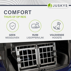 Hondenbench voor in de auto – aluminium, maat M met ventilatie