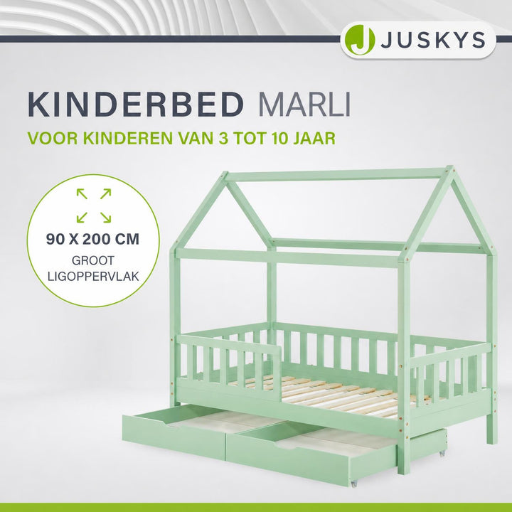 Kinderbed Marli 90x200 cm met bedlade – huisbed, wit