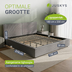 Gestoffeerd bed Salerno 180x200 cm – ribstof, beige