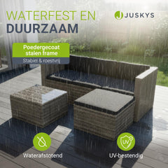 Wicker loungeset Punta Cana – 3 personen, bank met glazen tafel