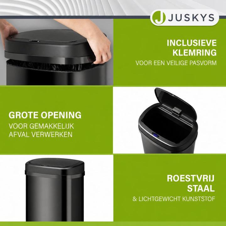 Sensor prullenbak 50 liter – rechthoekig, automatisch deksel