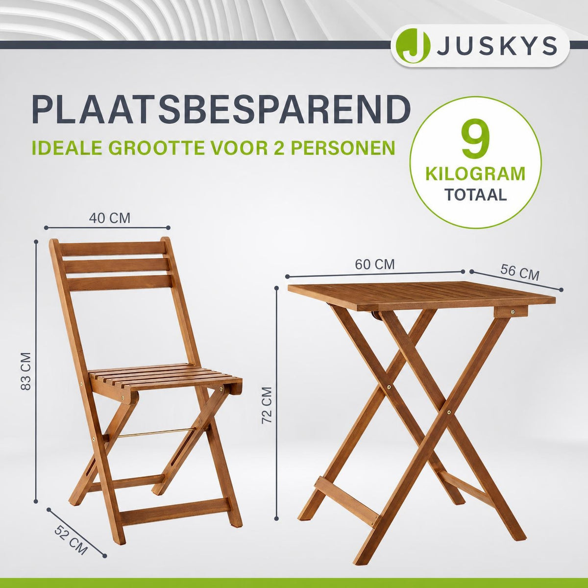 Balkonset Bala – 3-delig acaciahout, tafel en 2 stoelen
