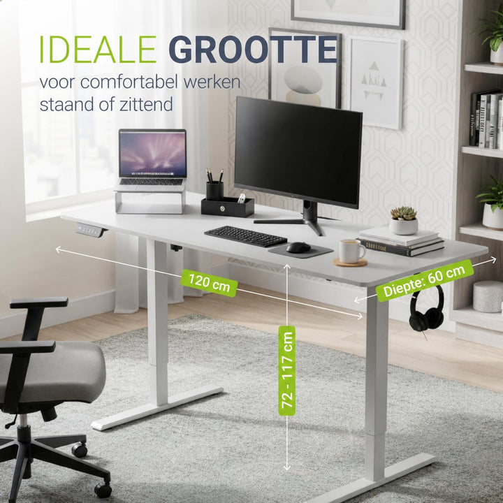 Bureau Office Stand 120x60 cm – elektrisch in hoogte verstelbaar