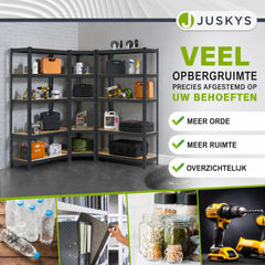 Metalen stellingkast set van 3 – Corner & 2x Basic, 15 planken