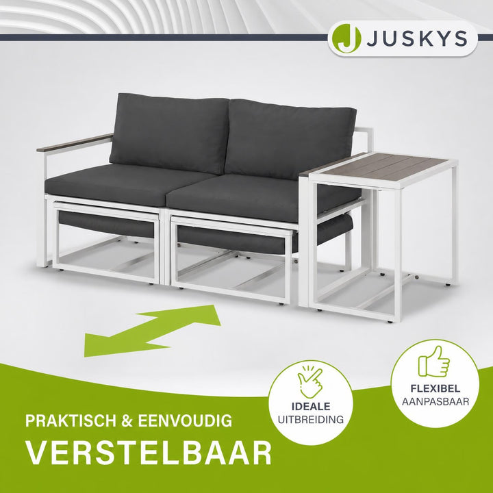 Wicker loungeset Bari – 5-delig voor 2 personen, grijs