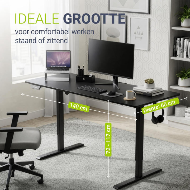 Bureau Office Stand 120x60 cm – elektrisch in hoogte verstelbaar