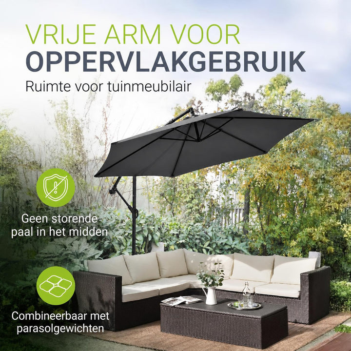 Zweefparasol Brazil – 300 cm, met slinger, voet en hoes