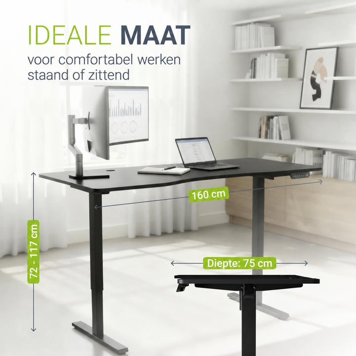 Bureau Office Stand 120x60 cm – elektrisch in hoogte verstelbaar