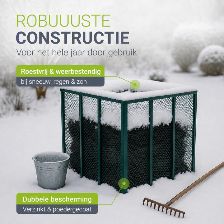 Metalen compostbak – 450 of 800 liter, voor tuin- en keukenafval