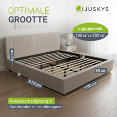 Gestoffeerd bed Salerno 180x200 cm – ribstof, beige