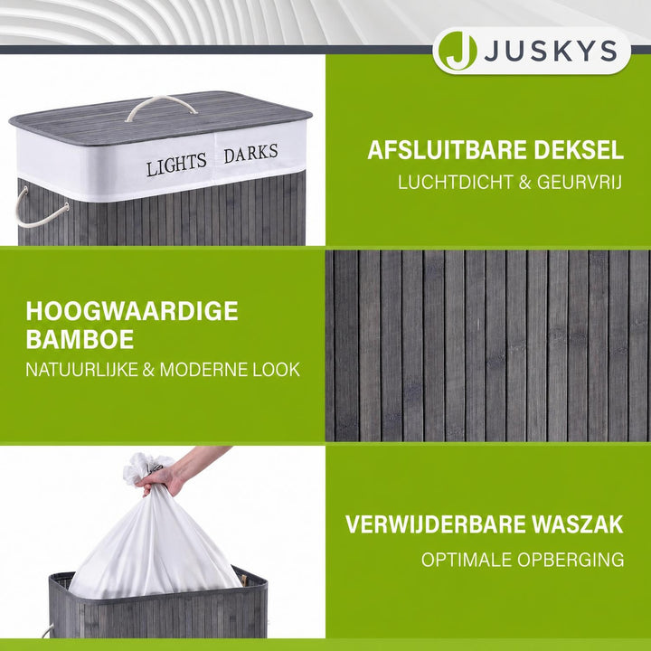 Bamboe wasmand Curly – 72 liter, met deksel en waszak